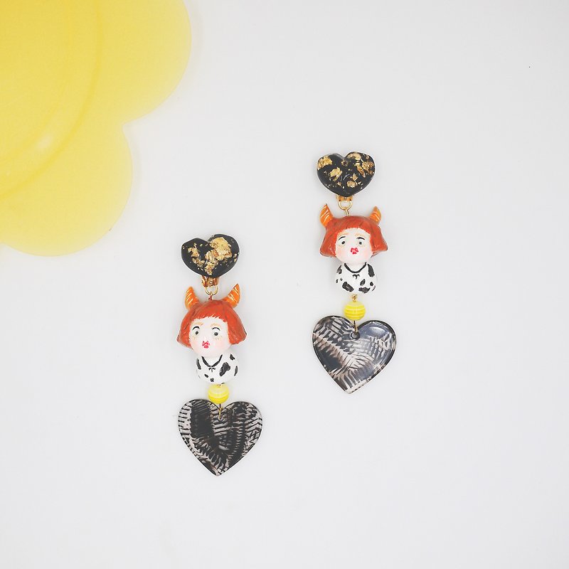 Love in the life constellation series of Aries - Earrings & Clip-ons - Clay Black
