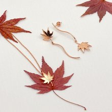 Goody Bag楓葉氣質玫瑰金項鍊耳環套裝