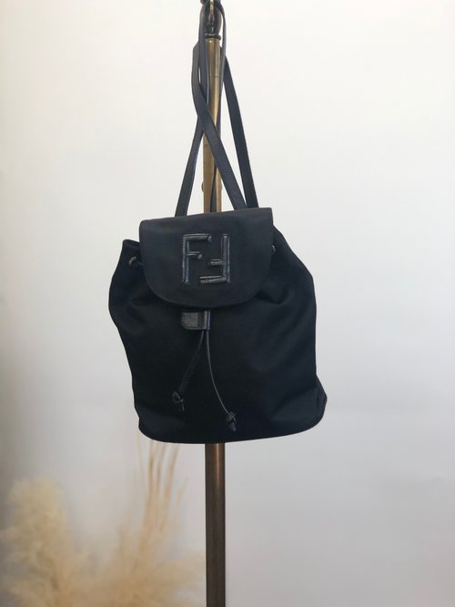 [Direct from Japan Brand Used Bag] FENDI Backpack Black FF Nylon Vintage  Old cc3usi - Shop solo-vintage Backpacks - Pinkoi