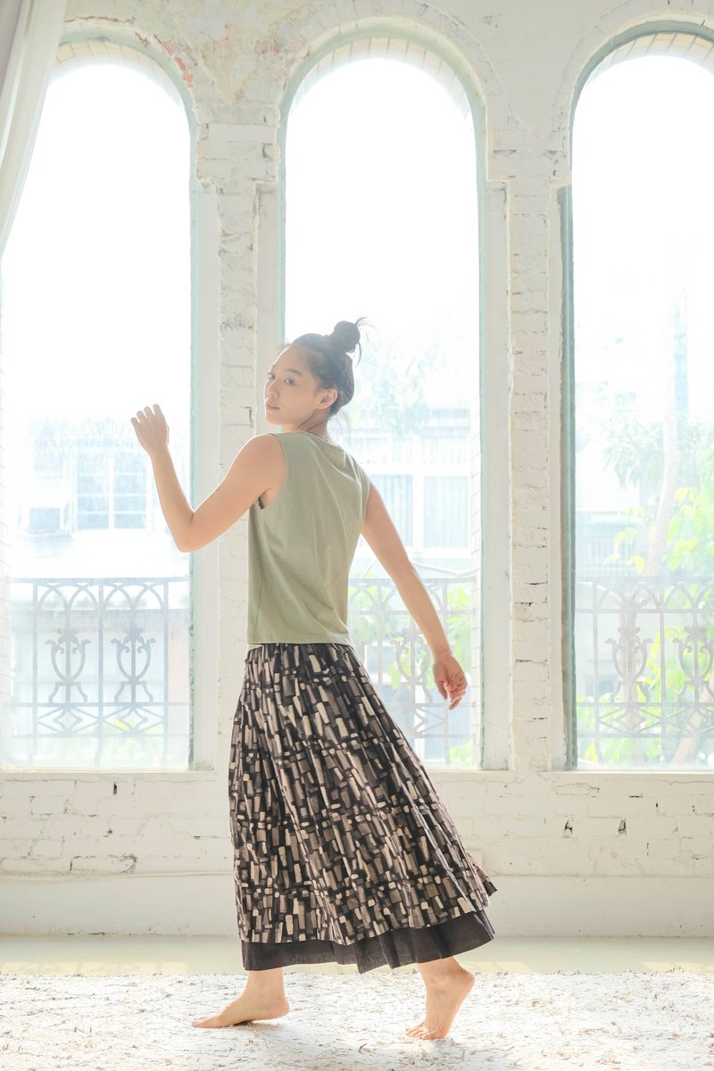 リバーシブルスカート B031 - 裙子/長裙 - 棉．麻 