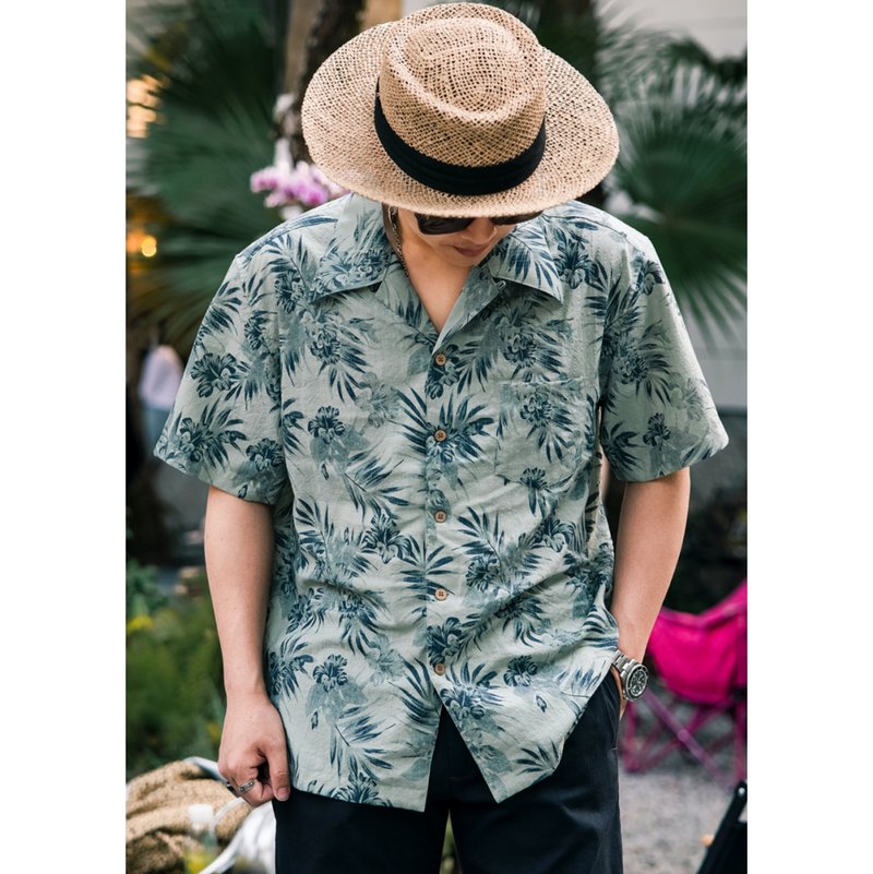 夏威夷襯衫 短袖襯衫 印花 美式復古 提花 Aloha Shirt - 男襯衫/休閒襯衫 - 其他材質 多色