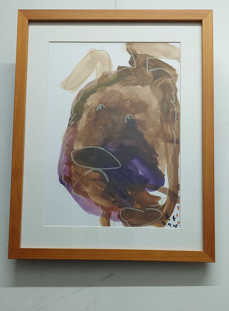 原畫 水彩 咖啡色小狗 - 海報/掛畫/掛布 - 紙 橘色