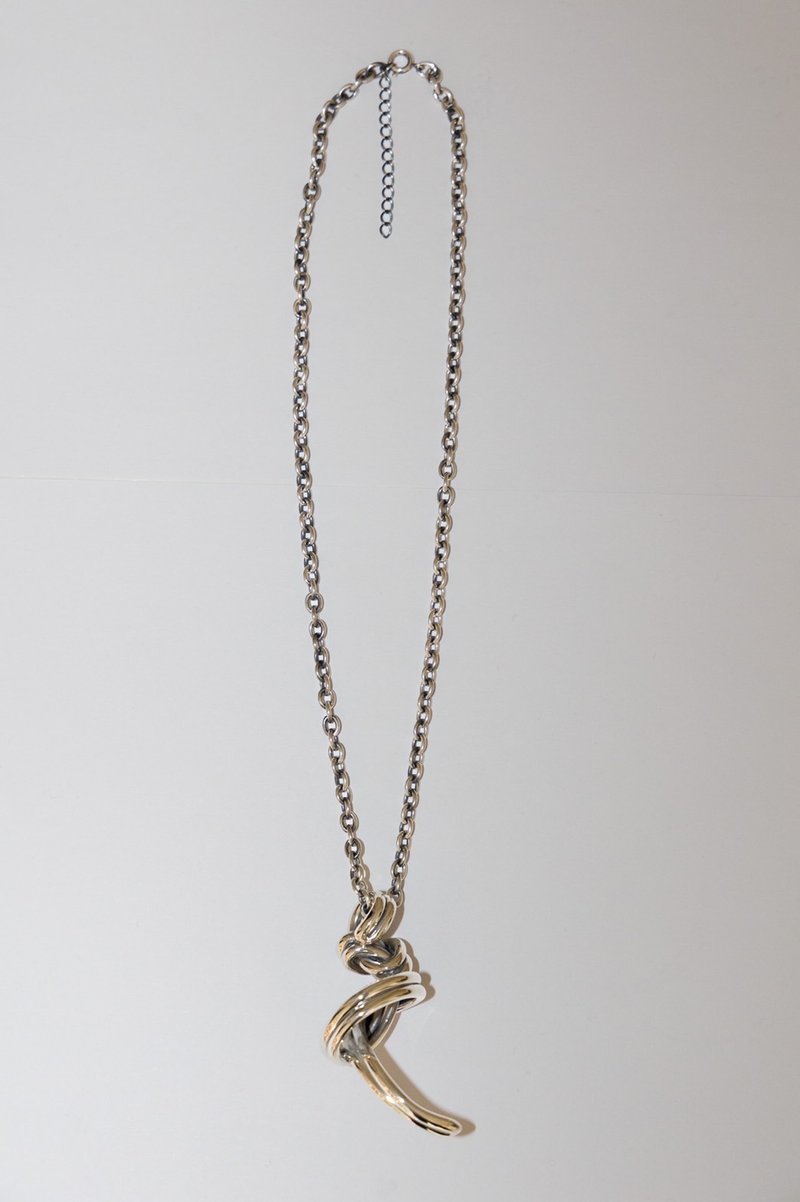 純銀 項鍊 銀色 - Sneak curve Necklace  silver925