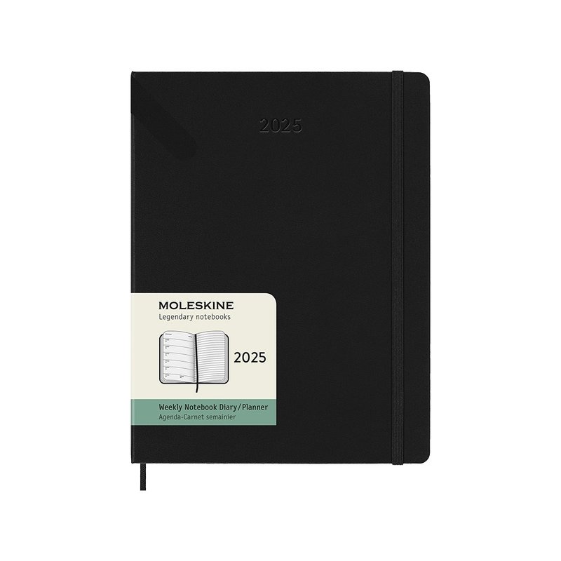 MOLESKINE 2025 Weekly Diary 12M Hard Case - XL Type Black Hot Stamping Service - สมุดบันทึก/สมุดปฏิทิน - กระดาษ สีดำ