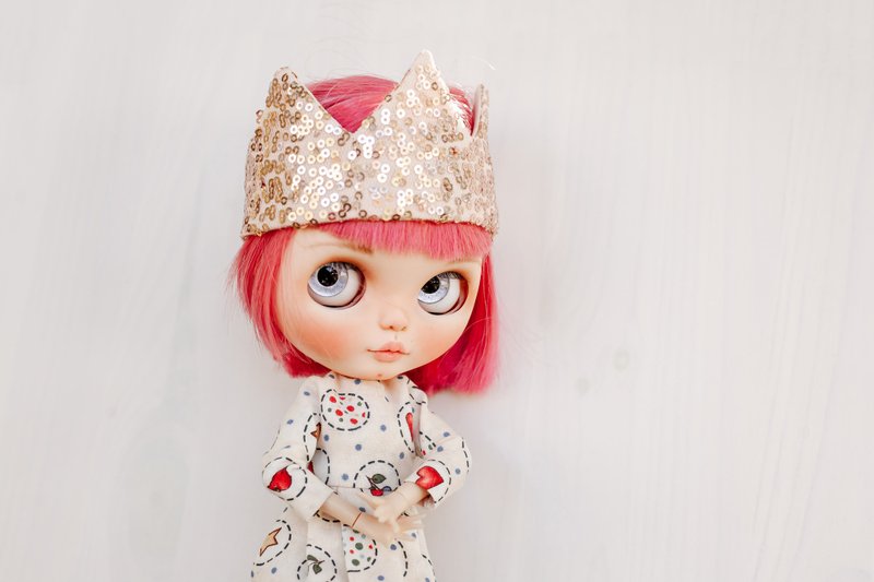 Sequin Crown for Blythe Doll - Stuffed Dolls & Figurines - Cotton & Hemp Pink
