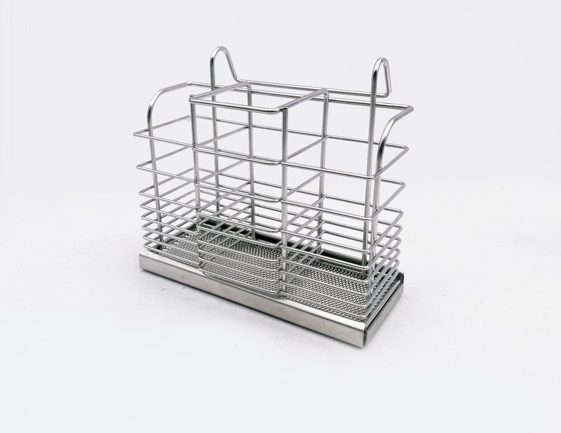 Stainless Steel chopstick basket with drip tray made of 304 Stainless Steel - Items for Display - Other Metals Silver