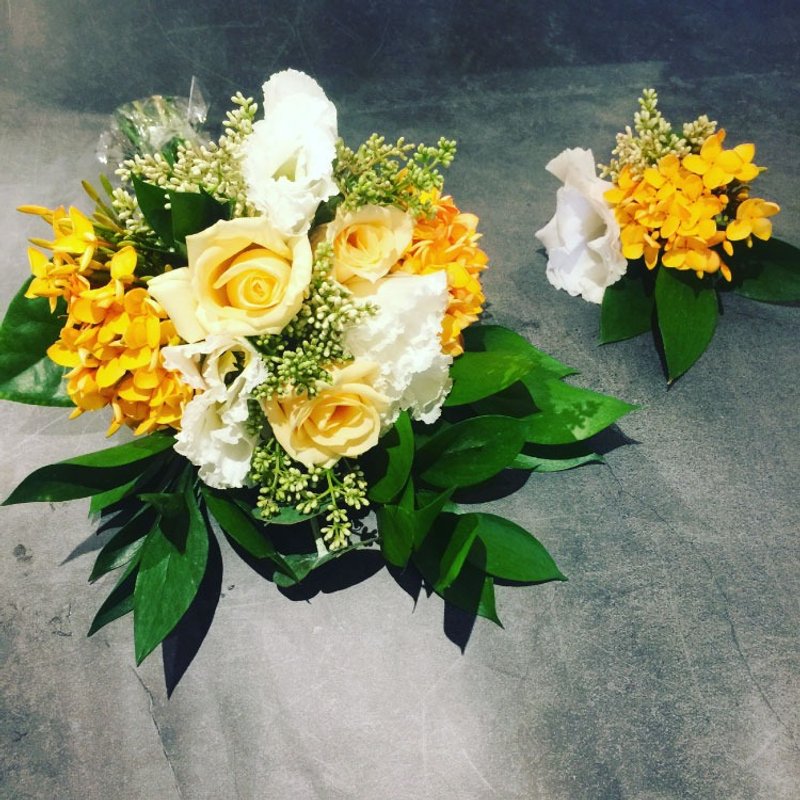 大地清新風格婚禮鮮花捧花＆胸花＆頭圈｜婚禮鮮花捧花＆胸花＆頭圈 - 其他 - 植物．花 黃色