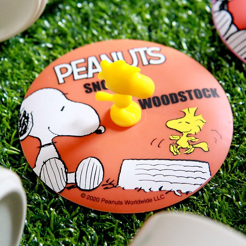 SNOOPY Snoopy-Hele Series Silicone Cup Lid (Confused Tucker) - Other - Silicone Orange