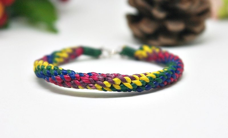Hand-woven silk wax thread <color circle> // color can be selected // - Bracelets - Wax Multicolor