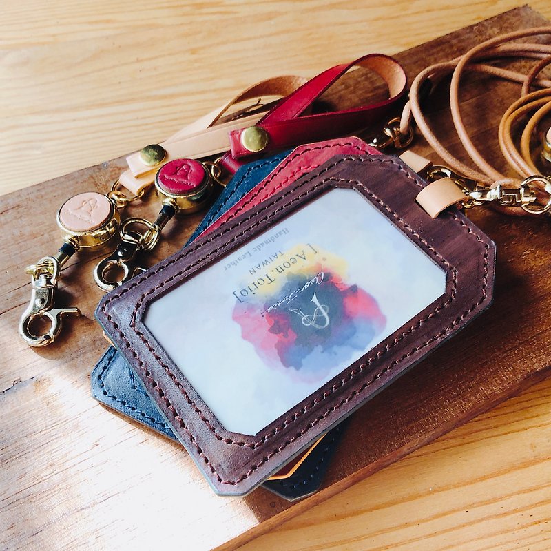 True character two-color brush-dyed genuine leather ID holder - a total of 3 colors customized - ID & Badge Holders - Genuine Leather Brown