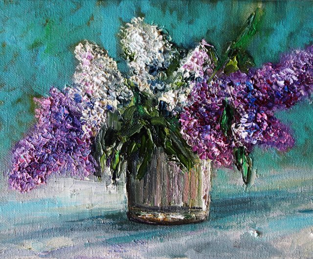 Lilac Painting Oil Flowers Original Art 油畫原作 Floral Artwork Canvas Art -  Shop ArtshopLiliya Posters - Pinkoi