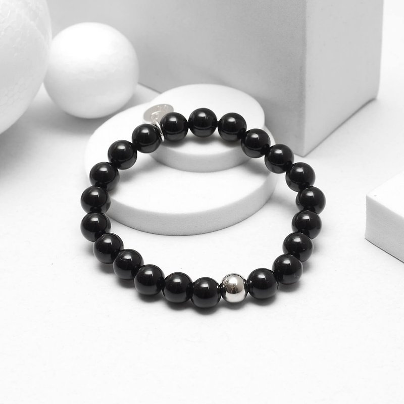 Recovery Glossy 8MM Beaded Bracelet (Black) - Bracelets - Stone Black