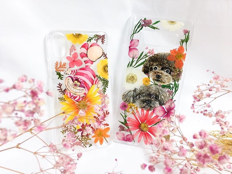 Exclusive Order-Free Shipping Hand-painted Animal X Pressed Flower Phone Case in Taiwan - Phone Cases - Plants & Flowers Multicolor