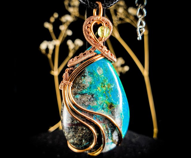 鳳凰涅槃】鳳凰石鳳凰松/石メタルワイヤー編みペンダント