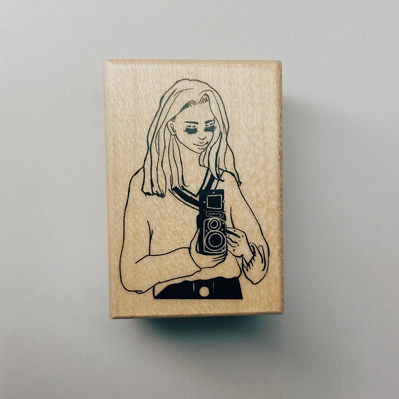 Camera girl maple seal - Stamps & Stamp Pads - Wood Orange