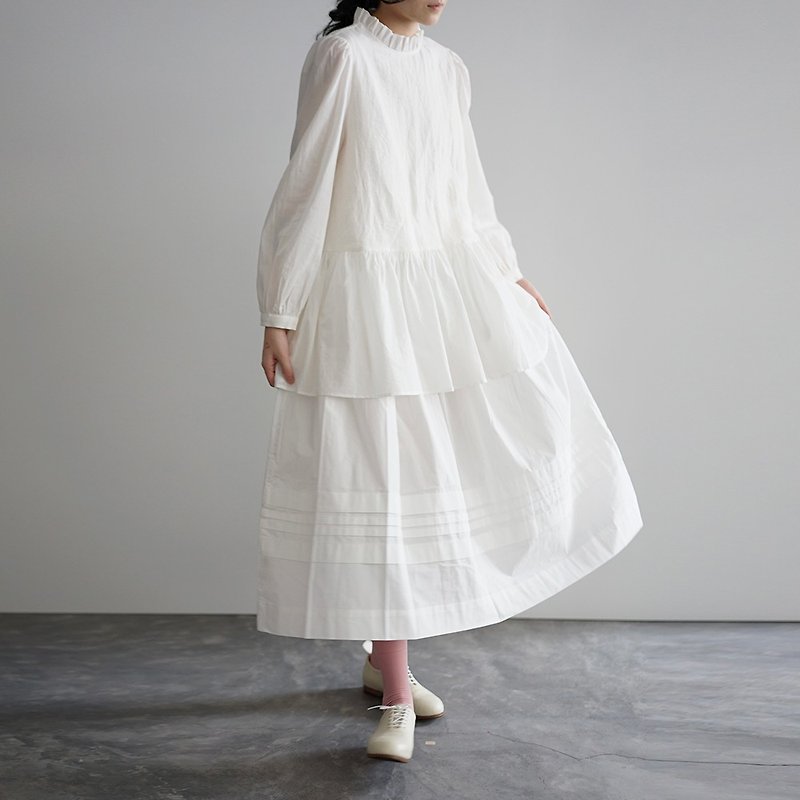 【pinkoi only】Accordion Pleat Skirt - Skirts - Cotton & Hemp White