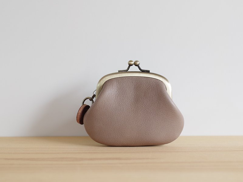 Leather spicy beige gray - Coin Purses - Genuine Leather Khaki