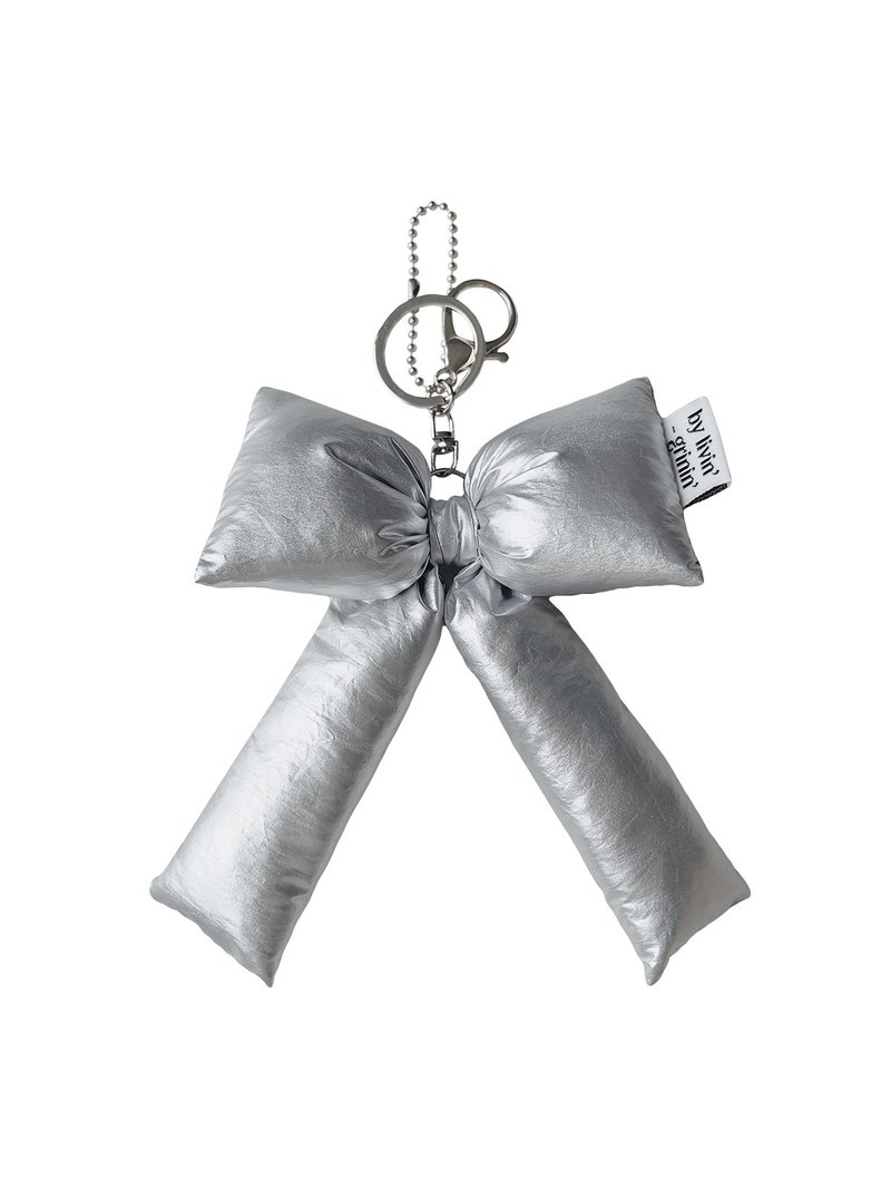 long tail ribbon keyring_silver - 鑰匙圈/鑰匙包 - 尼龍 銀色