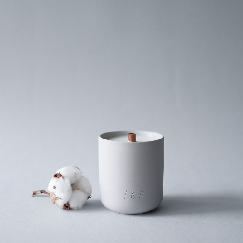 cotton - PRESENT/this series | scented candle | ceramic cup | 190g | ~40hours - Candles & Candle Holders - Wax Gray