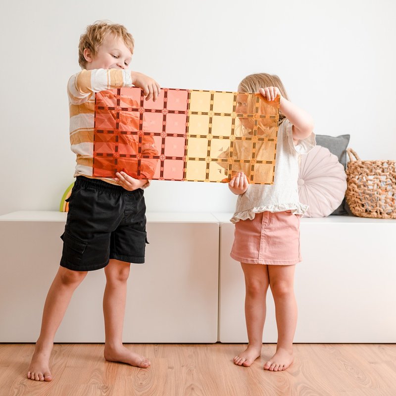 Australia Connetix Pastel Magnetic Building Blocks - Orange Base 2pcs (2pc) - ของเล่นเด็ก - พลาสติก 