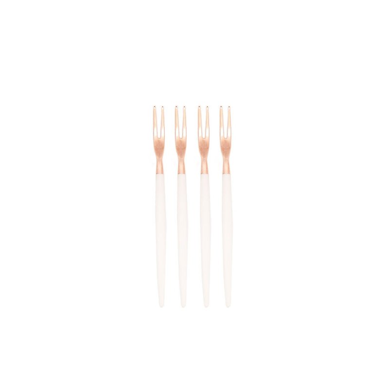 GOA WHITE ROSE GOLD SNAIL FORK SET OF 4 - Cutlery & Flatware - Stainless Steel White