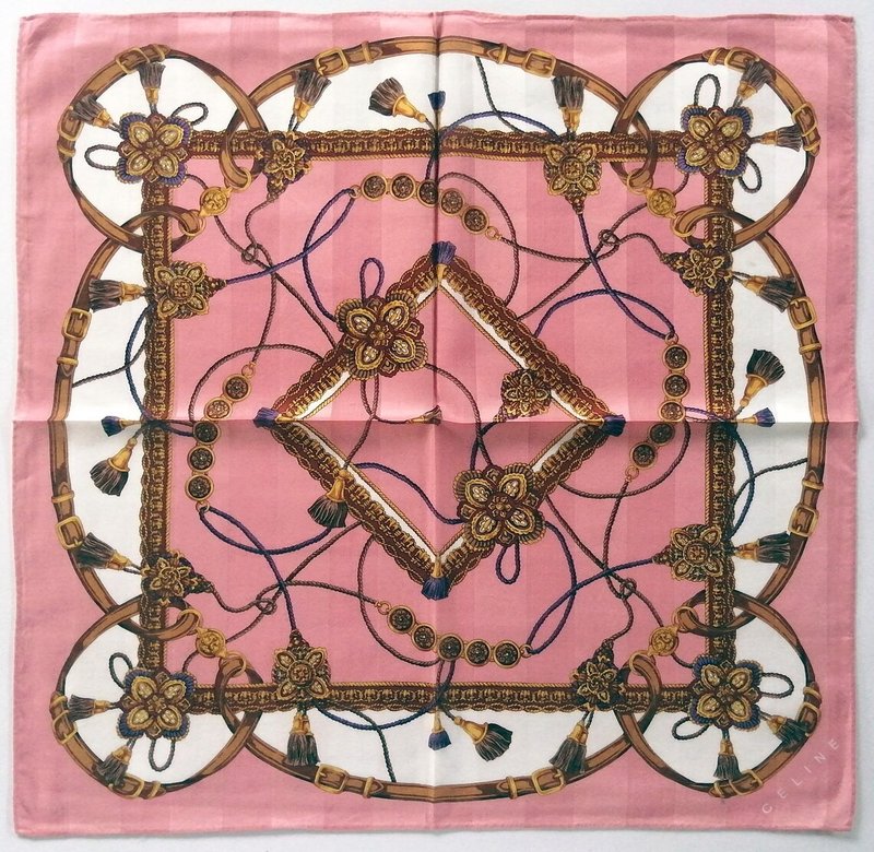 Celine Paris Vintage Handkerchief Celtic Knots - Eternity Love 20 x 19.5 inches - Handkerchiefs & Pocket Squares - Cotton & Hemp Pink