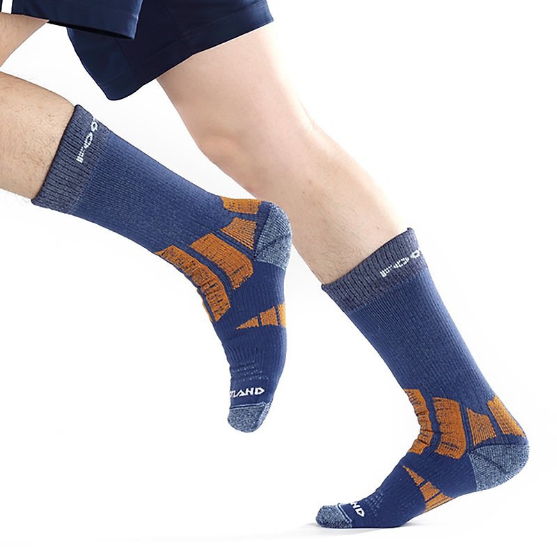 [FOOTLAND] HK Long Tube Wool Mountaineering Socks-CP Blue Orange - Camping Gear & Picnic Sets - Wool Blue