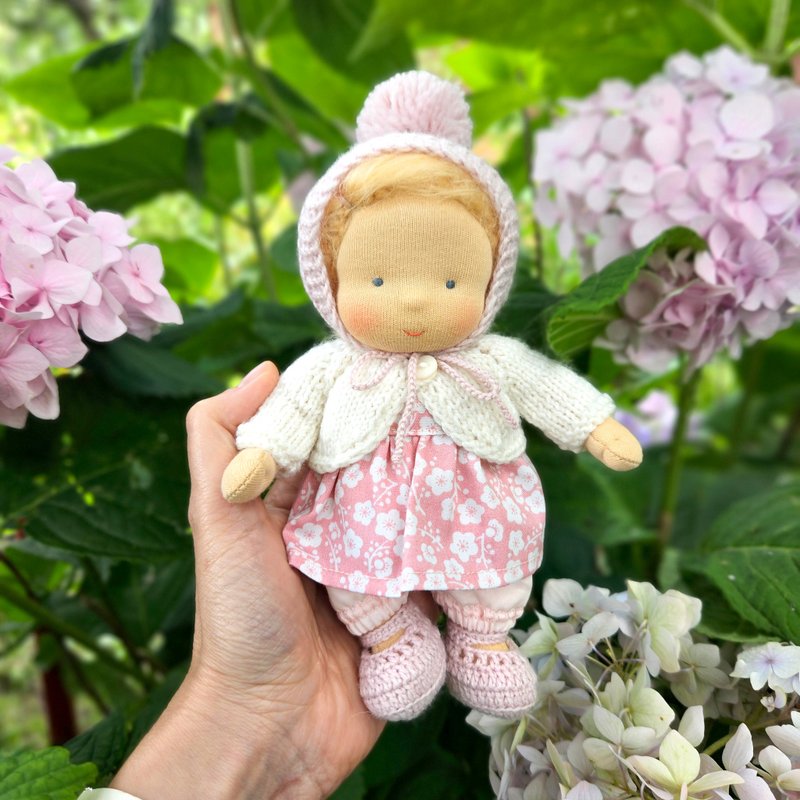 Waldorf doll pocket doll 7 inch (18 cm) tall. - Kids' Toys - Eco-Friendly Materials Pink