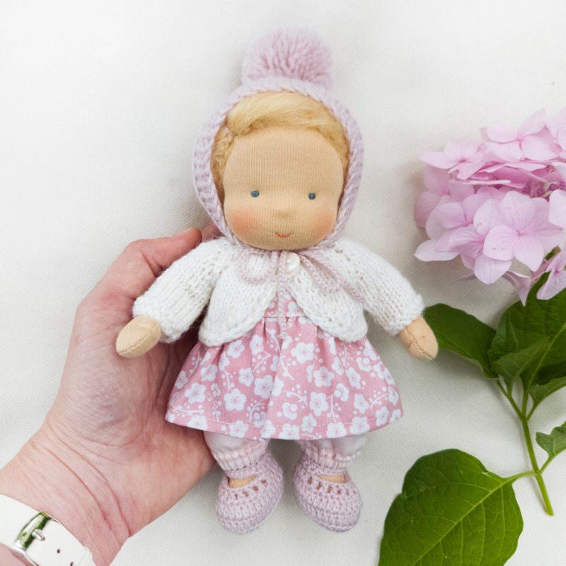 Waldorf doll pocket doll 7 inch (18 cm) tall. - ของเล่นเด็ก - วัสดุอีโค สึชมพู