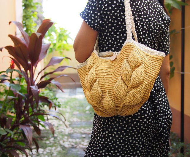 Minimalist Crochet Bag Small Mustard Yellow