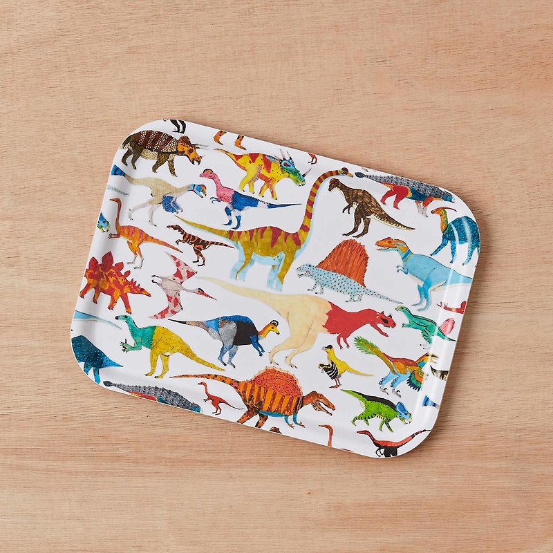 DINOSAURS TRAY - Small Plates & Saucers - Wood Multicolor