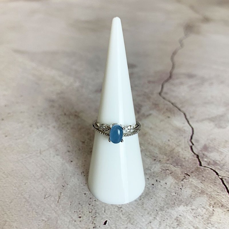 |Silver Jewelry|Aquamarine 925 sterling silver inlaid gemstone four-claw oval classic braided ring - แหวนทั่วไป - เครื่องเพชรพลอย สีน้ำเงิน