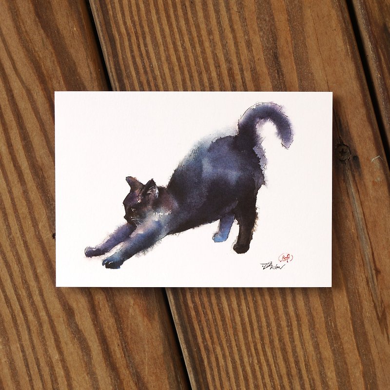 Watercolor Painted Hairy Child Series Postcard-Soft Charcoal - Cards & Postcards - Paper Black