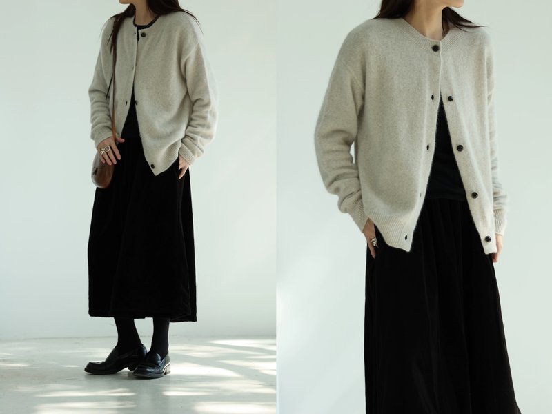 3rd Three Heavens Fox Velvet Mercerized Wool Classic Cardigan (Two Colors) - สเวตเตอร์ผู้หญิง - ขนแกะ 