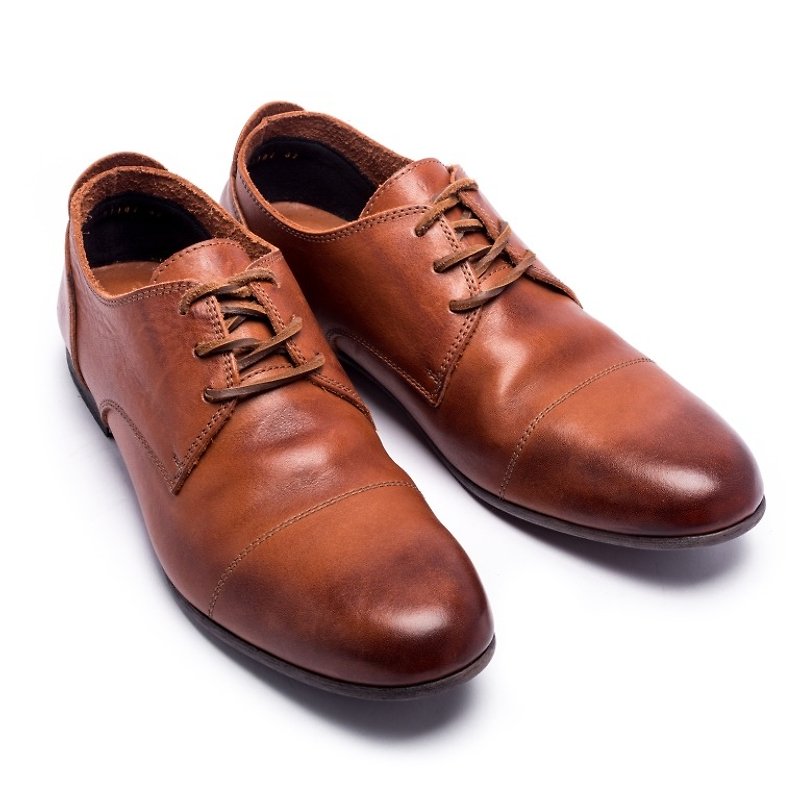 ARGIS classic simple low-tube Derby shoes #91102 light coffee - handmade in Japan - Men's Leather Shoes - Genuine Leather Brown