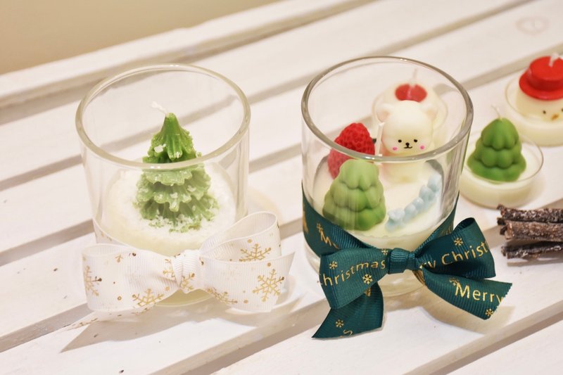 Christmas Scented Candle, Strawberry Bear Candle, Christmas Tree Candle, Gift Exchange - Candles & Candle Holders - Wax White