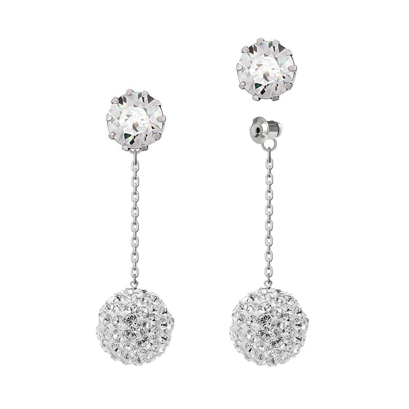 Round cut crystal x pavé diamond ball reversible earrings - Earrings & Clip-ons - Crystal 