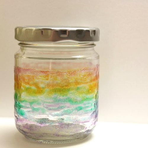 Ombre Rainbow Glittery Painted Glass Bottle・Japanese Zakka Mason Jar