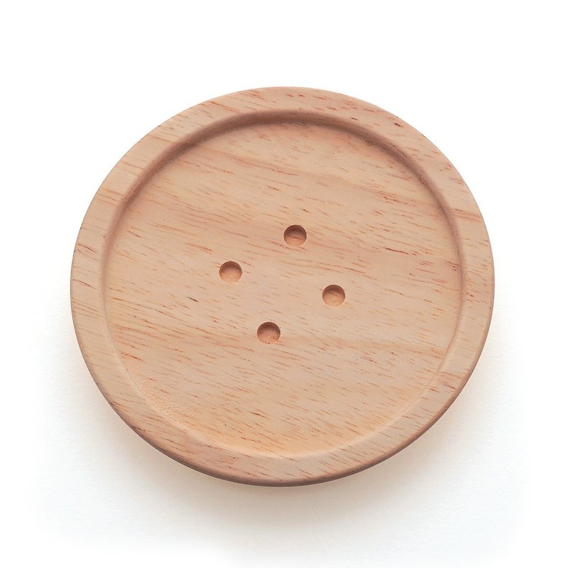 Large button sustainable solid wood coaster/lid-P+L natural texture model (made in Taiwan) - อื่นๆ - ไม้ สีกากี