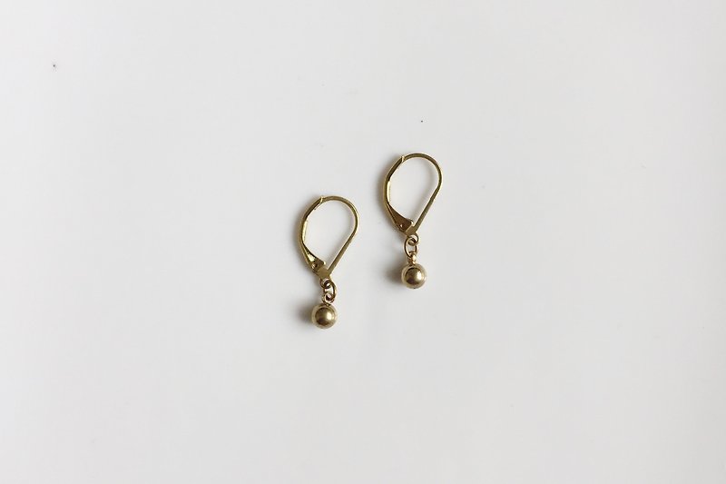 Little Dot Simple Brass Earrings - ต่างหู - โลหะ สีทอง
