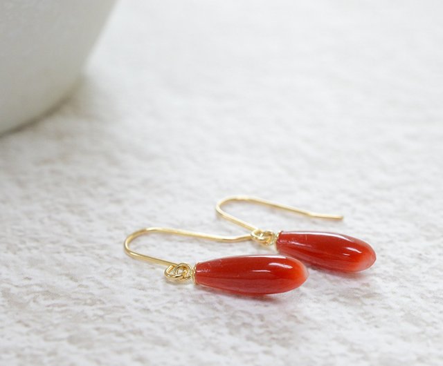 赤珊瑚ピアス K18 - ショップ JEWELRY and PEARL FUKUDA ピアス