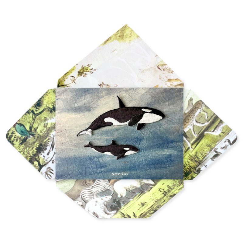 Novigo endangered animals iron-on embroidery/killer whale - Badges & Pins - Thread Black