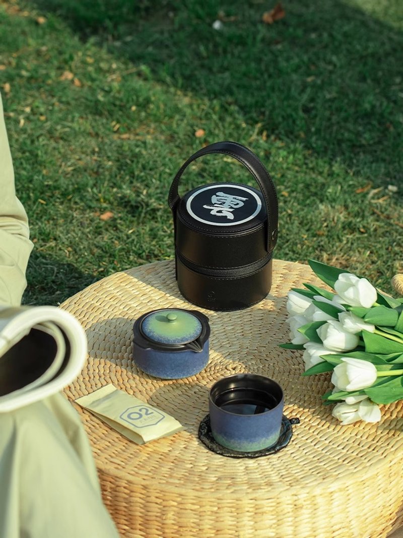 萬仟堂便攜式茶具旅行套裝戶外露營隨身便攜式茶具套裝天時地利 - 茶壺/茶杯/茶具 - 陶 
