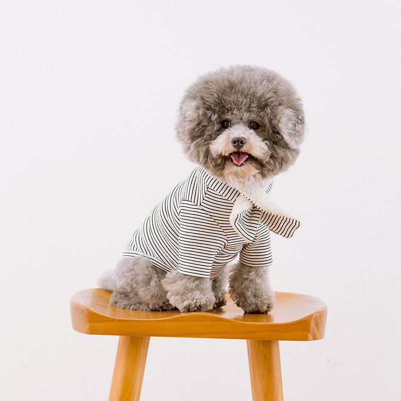Striped Tee With Scarf Set | White | pat a pet - Clothing & Accessories - Cotton & Hemp White