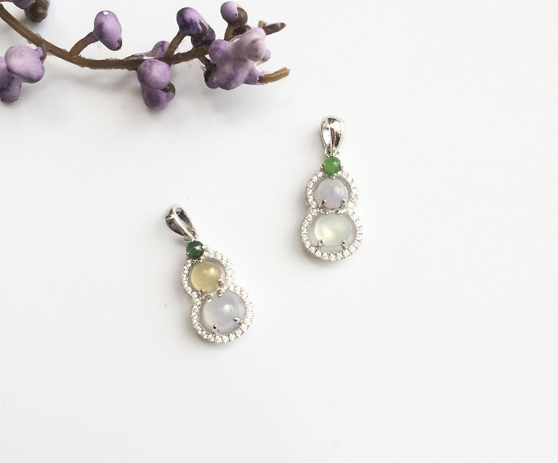 Ferro - Natural Violet Jade (Burma Jade) Color Gourd Necklace - Necklaces - Gemstone Purple