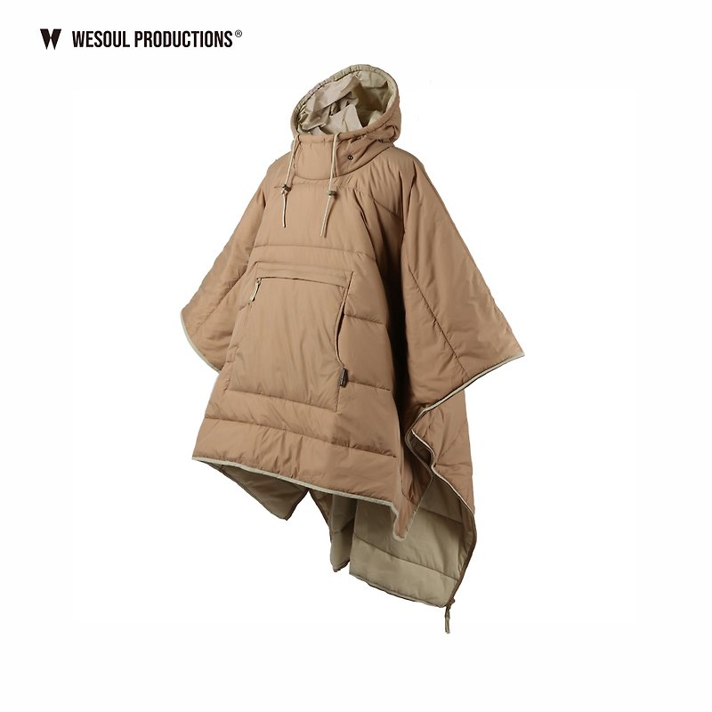 WSP－PONCHO double-sided sleeping bag style poncho/ Khaki L - ชุดเดินป่า - วัสดุกันนำ้ สีกากี