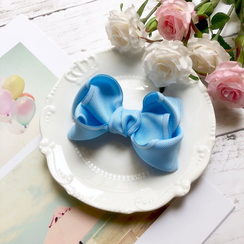 Colorful Khao Ke Edge Ribbon Bow / Clear Sky Blue - Hair Accessories - Other Materials Blue