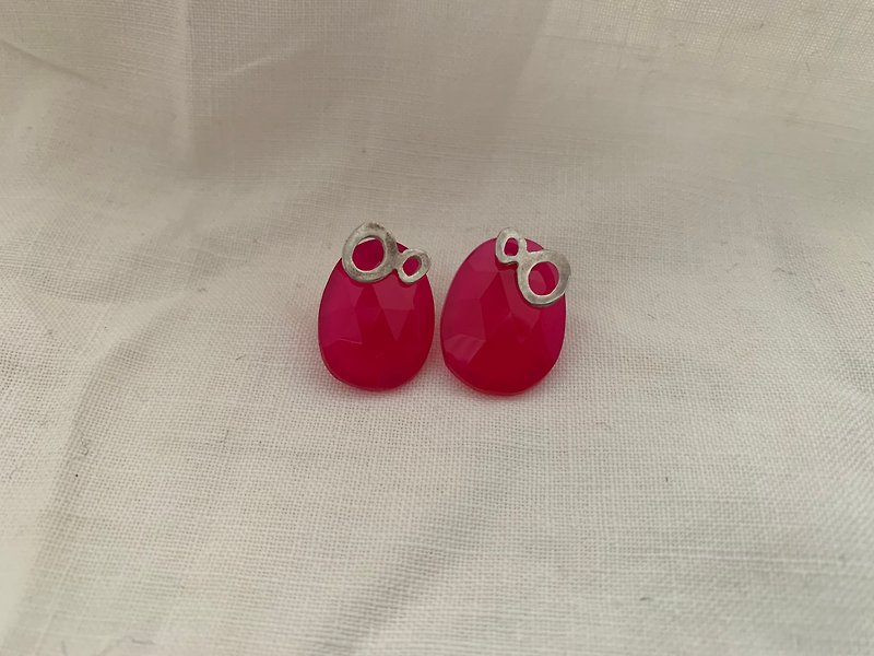 Pink chalcedony 2way earrings - ต่างหู - เครื่องประดับพลอย สึชมพู