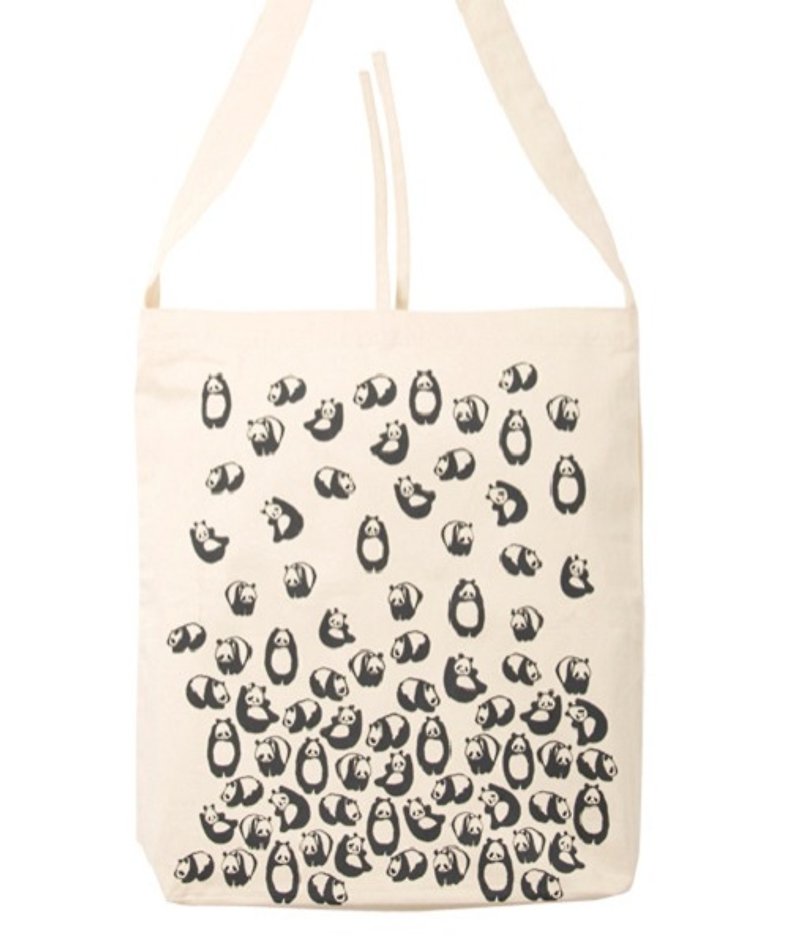 Earth Tree Hand Fair Trade Fair Trade -- Handmade Printing Canvas Bag Bag/Prism Grey/Panda Bear - Messenger Bags & Sling Bags - Cotton & Hemp 