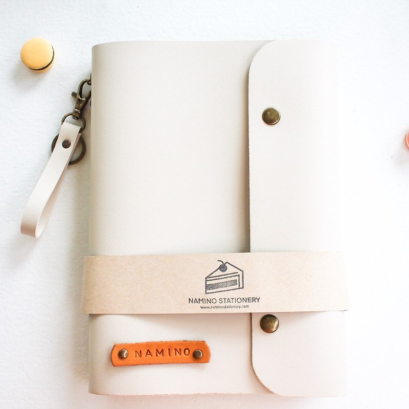 Beige Planner (with Keychain),Vanilla macarons series - Notebooks & Journals - Faux Leather White